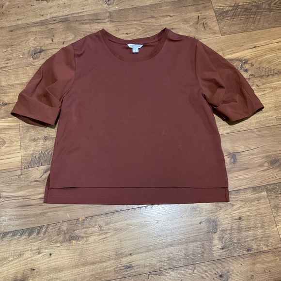 Athleta Harlow  hybrid tee chestnut L - Picture 2 of 7